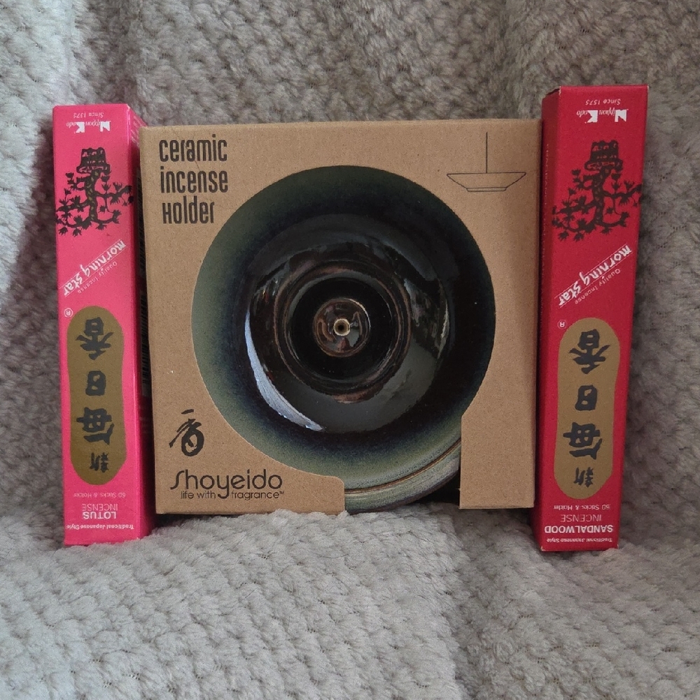 Ceramic Incense Holder with 2 Boxes Of 50 Sticks Of Insense Each